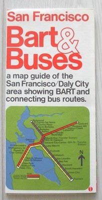 Vintage 1975 San Francisco Bart and Buses Map Guide California CA