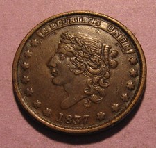 1837 Hard Times Token (Mint Drop) - AU Condition - 30SU-2