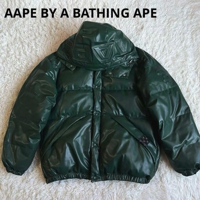 A Bathing Ape Rare Men Jacket Aape By Faux Leather Down Limited Edition VHTF Pop