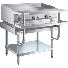 36" Manual Griddle w/ Stand, Stainless Work Surface, Plate Shelf - 90,000 BTU
