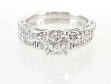 14K White Gold APX 1 1/2 CTTW Round Diamond Wedding Set Ring Sz 5.25 AM1064213 