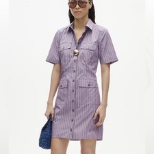 J.CREW Utility Shirt Dress Lavender Striped Sz 8 NWT
