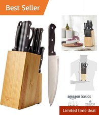 Professional 14-Piece Knife Set with Ergonomic Handles  Pinewood Storage Block
