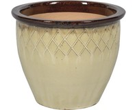 Pflanztopf FloraSelf Lucca Zickzack Keramik Glasiert Ø 31 Cm H 27 Cm Braun Creme