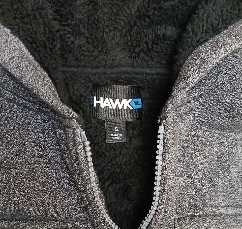 Tony Hawk мальчиков размер маленький куртка серый черный флис с подкладкой полный молнии капюшон карманы - Изображение 3 из 4