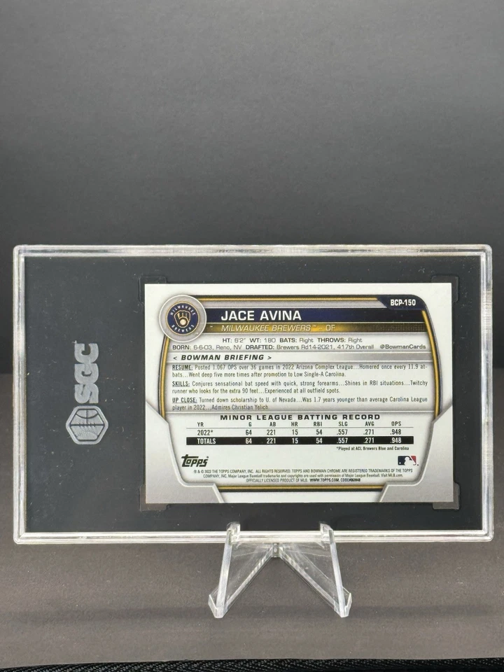 Jace Avina 2023 Bowman Sapphire Edittion #BCP-150 Orange Chrome Prospect /50 - Image 2 of 4