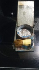 Vintage Metal Shaving Set with Brush and Tin Box Case