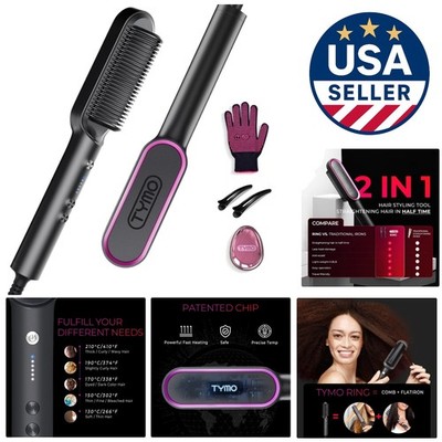 Sleek Ceramic Hair Straightener Comb with Anti-Scald and Auto Shut-Off Features