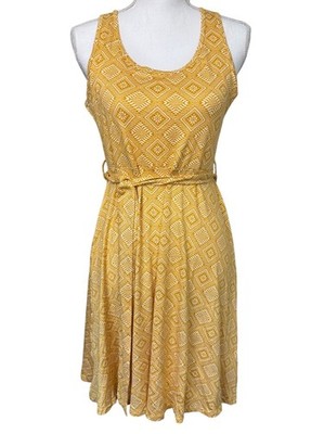 Allthreads Rio Yellow Diamond Pattern Sleeveless Beach Casual Dress Women s L