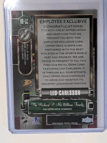 2024 2025 Upper Deck Employee Excl PMG Purple Leo Carlsson Precious Metal Gems - Picture 2 of 2