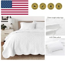 100 Cotton Victorian Medallion Solid White Matelasse Embossed Bedding Quilt ...