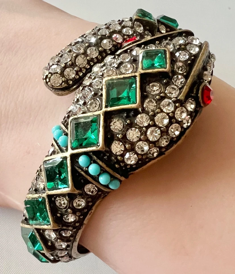 SNAKE Serpent Bracelet ruby turquoise emerald rhinestones KJL Kenneth J Lane - Image 4 of 4