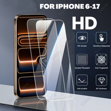 For iPhone 17 16 15 14 13 12 11 Pro XR Clear Tempered Glass Screen Protector Lot