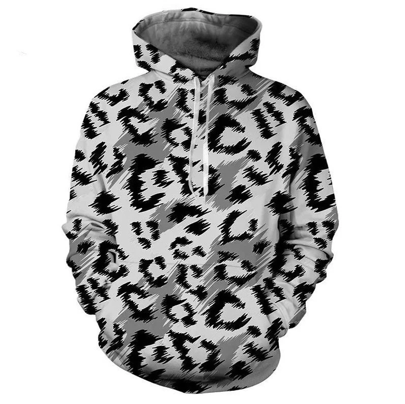 Leopard 3D Print Hoodie for Men and Women Streetwear Autumn Pullover