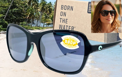 Costa Del Mar KARE shiny black/silver mirror 580P polarized SUNGLASSES New!