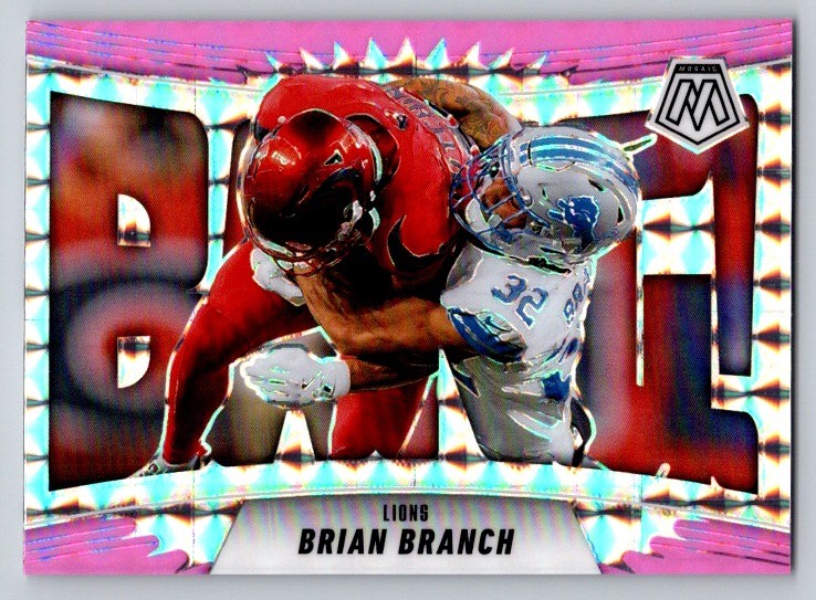 2025 Panini Mosaic #13 Brian Branch Bang! Mosaic Pink Fluorescent