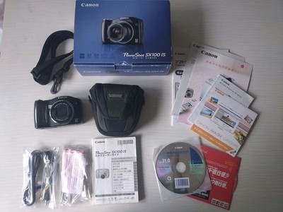 ''AS IS Working'' Canon Power Shot S100 IS Black 12.1M Camera with box and manual