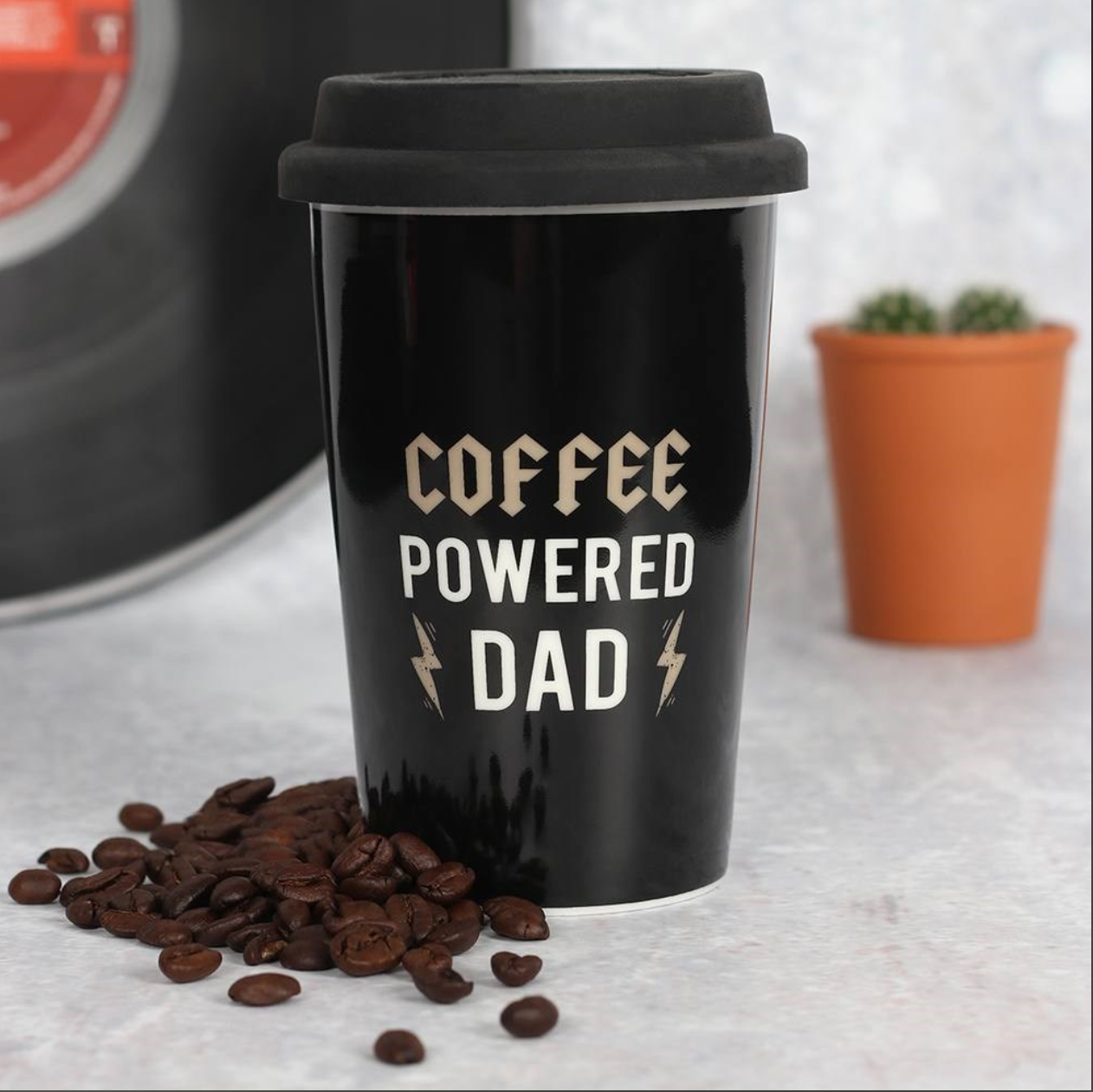 Dad Rocks Coffee Powered Dad Thermal Ceramic Travel Mug