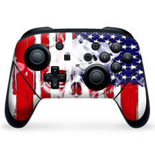 Nintendo Switch Pro Controller Skin Decal Vinyl Wrap - U.S.A. Flag Skull Drip