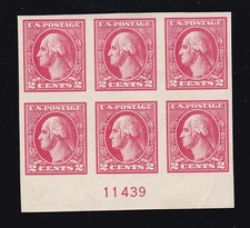 US 534 2c Washington Plate #11439 Block 6 Mint XF OG 5NH/1H  (BB10)