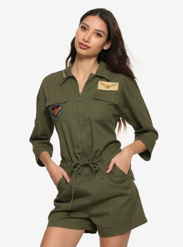 CAPTAIN MARVEL CARGO ROMPER ARMY GREEN 