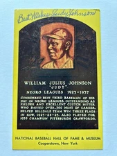 Negro League HOFer Judy Johnson Autographed Gold Baseball Hall of Fame Plaque.