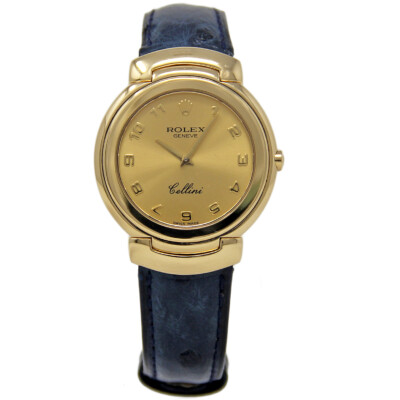 Rolex Geneve Cellini 6622/8 Gold Blue Leather Box/Papers