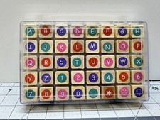 40 pc Alphabet Stamps Wooden Rubber Stamp Set Letters And Numbers With Case