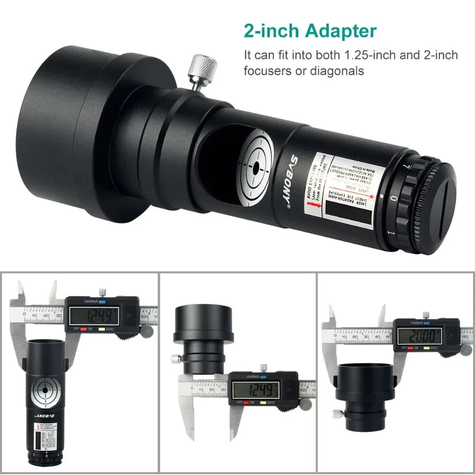 1.25" Telescope Collimator 2" Adapter Reflector Telescope for 7 Brightness Level - Image 3 of 4