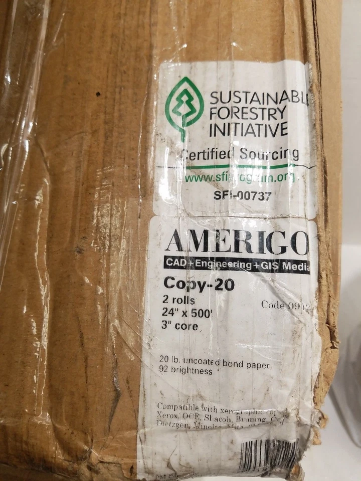 Qty= 2: PM Company Amerigo Wide Format, Copy-20lb, 24" x 500', 3" Core, White - Image 4 of 4