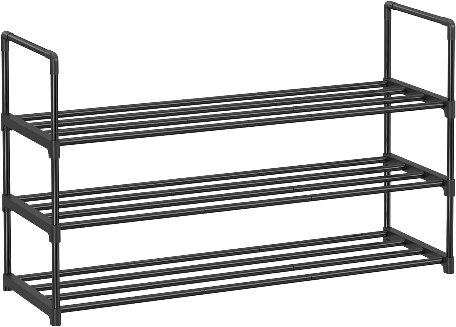 3 Tier Black Metal Shoe Organizer Holds 15 Pairs Easy Assembly-image