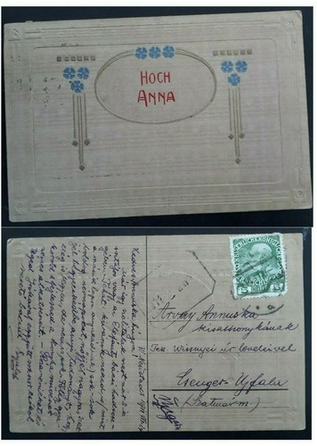 1911 Austria-Hungary Postcard " Hoch Anna" ties 5H stamp Neustadt - 第 1/3 張圖片