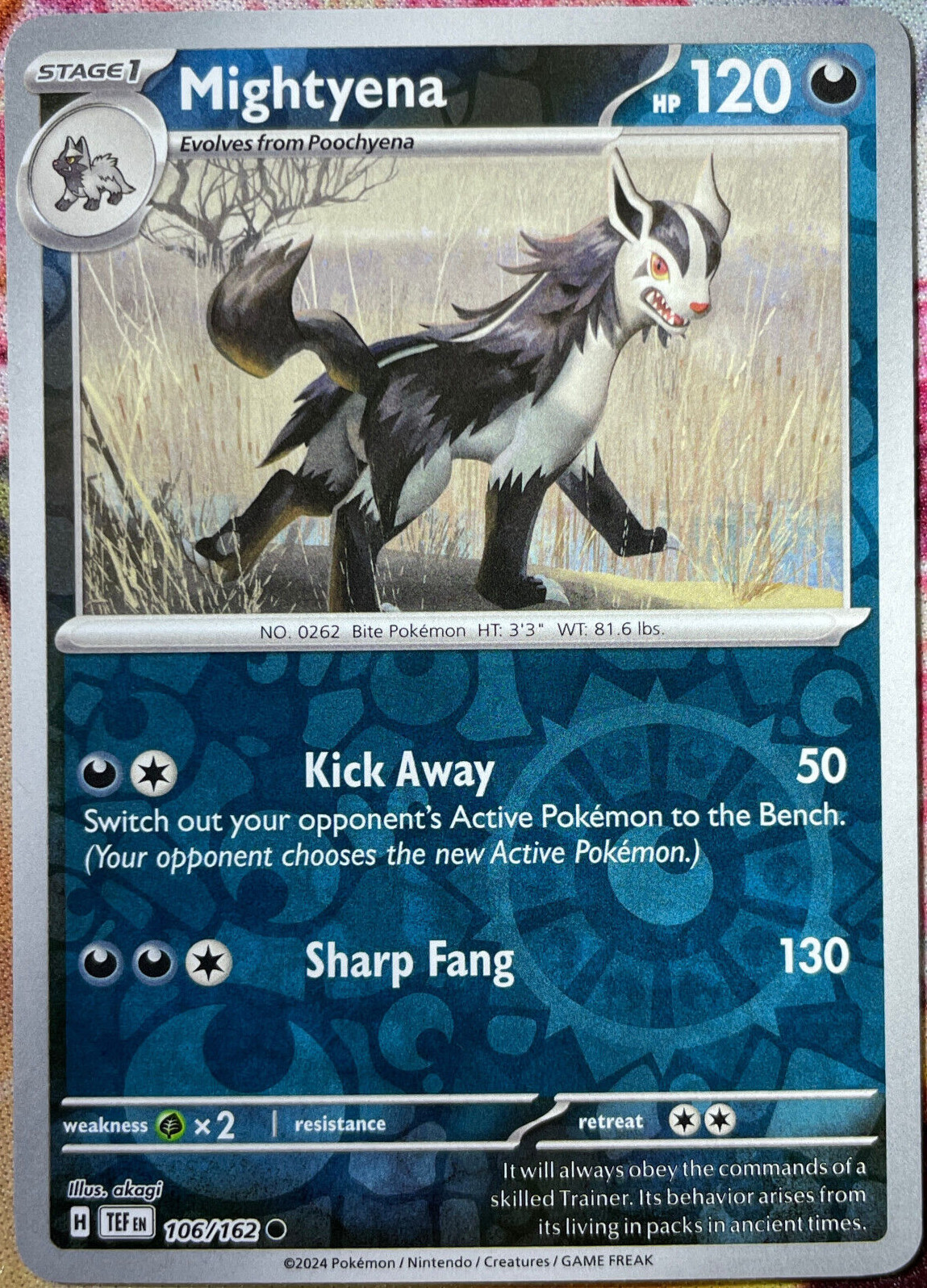 Mightyena Reverse Holo - 106/162 - Temporal Forces Pokemon 2024