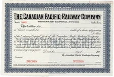 The Canadian Pacific Railway Company. Stock Certificate