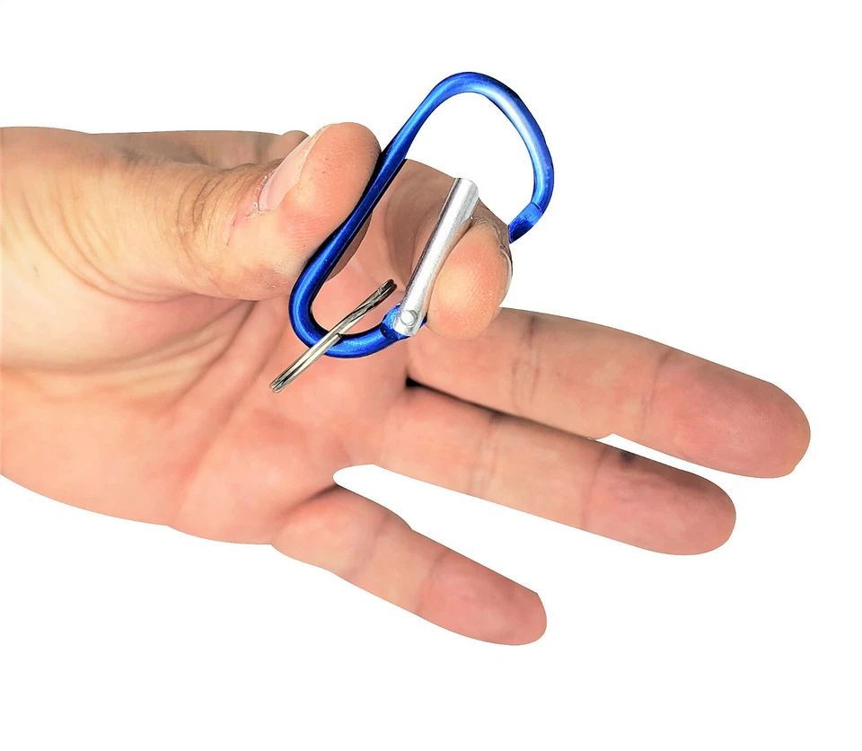 PACK de 12 coloridos mosquetones clips metálicos llaveros - rojo, azul, verde y púrpura Foto 2 de 4