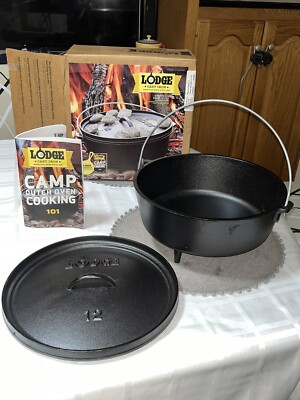 Lodge Camp Dutch Oven #12 Flanged Iron Lid Legs QT 12