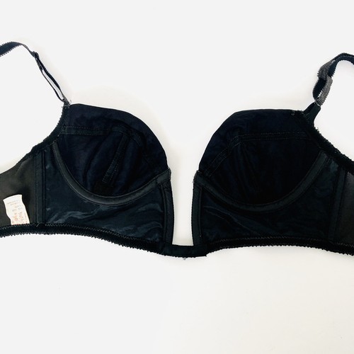 Vintage JEZEBEL Black Deep V Plunge Rockabilly PINUP Bra 36B - Picture 9 of 12