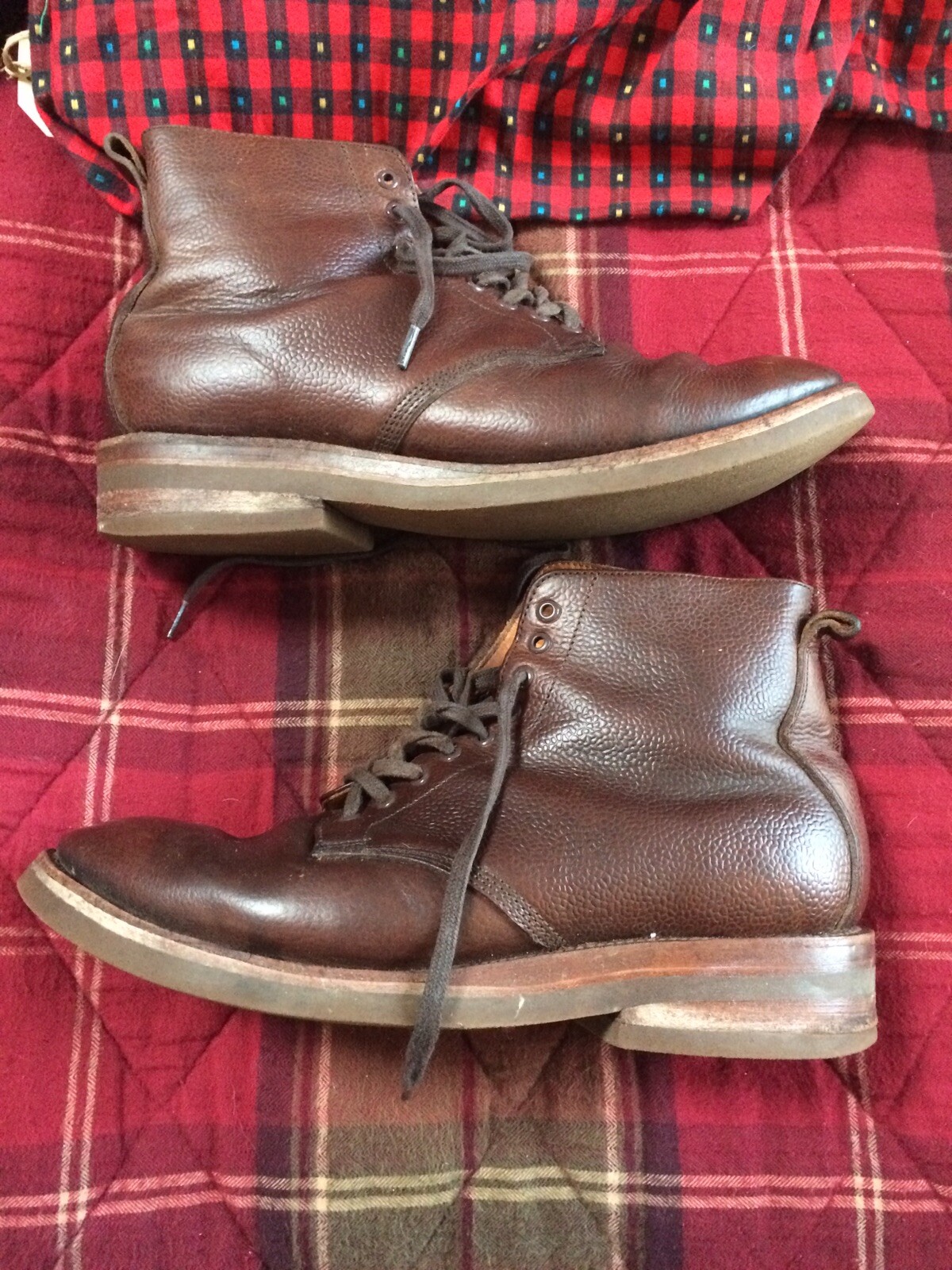 YUKETEN ERIC Rare Mens Hand Made Scotch Grain Leather Boots Brown UK 9 Bag & Box image 3