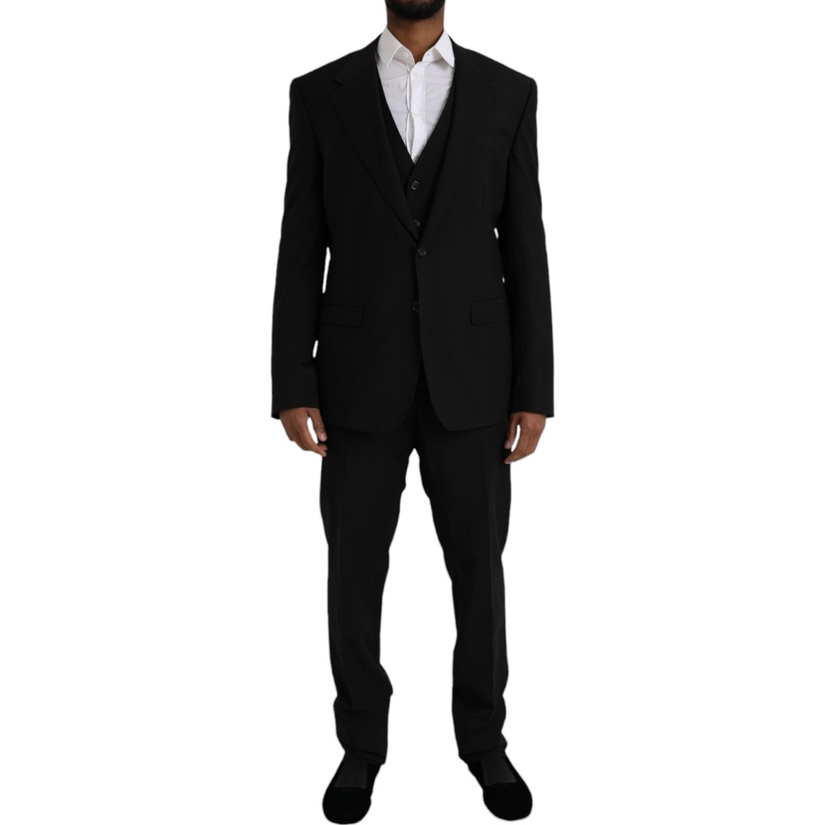 DOLCE & GABBANA Suit Black Polyester STAFF Formal 3 Piece EU54