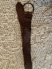 Women's BELT - BROWN - 2" Wide - BRAIDED WOVEN Bonded Leather - Size S - 012