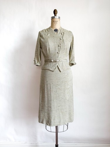 Vintage 1950s Paula Dean Originals Atomic Fleck Wiggle Skirt Suit M - Picture 2 of 12