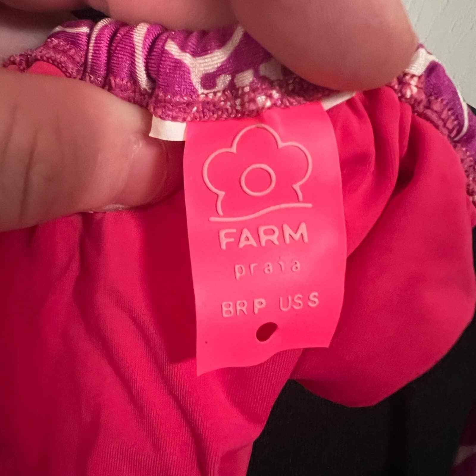 Farm Rio Hot Pink Shell Strap Triangle Bikini Top S Gem