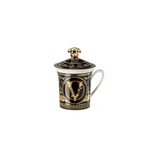 Versace Rosenthal 30 Years Virtus Gala Black Becher Mug w/Lid 19315-403729-28700