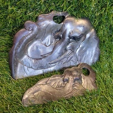 Antique Vtg Silver Plated Lead Copper Elephant Crumb Catcher Silent Butler Japan