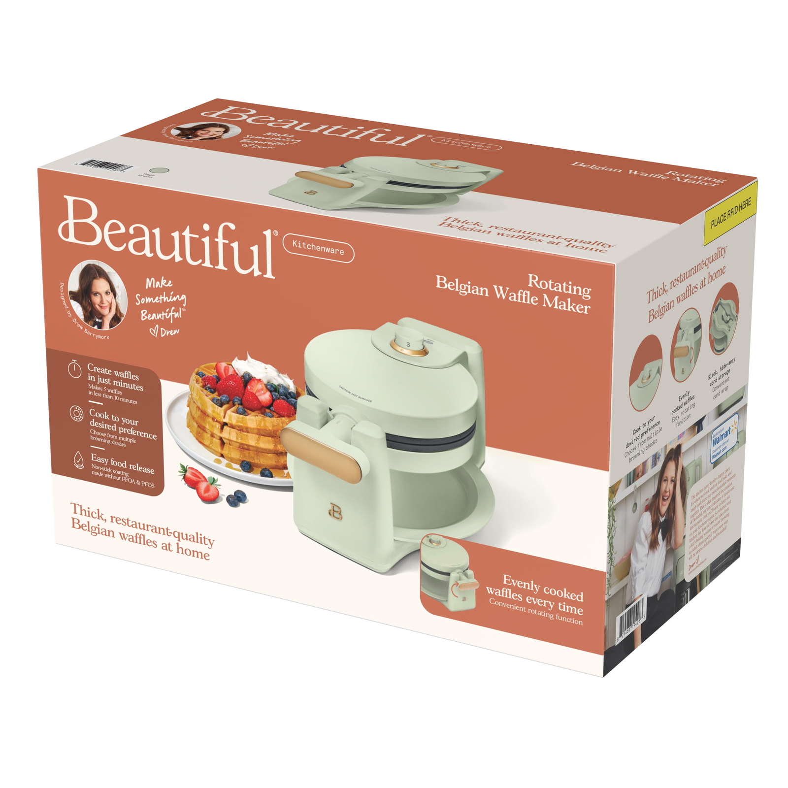 Sage Green Rotating Belgian Waffle Maker by Drew Barrymore-image