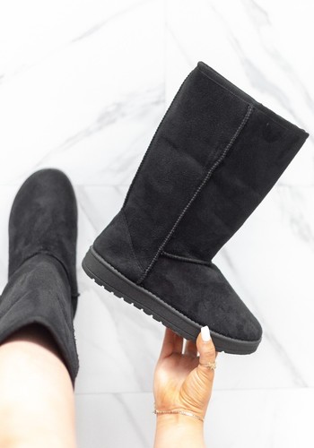 DAMEN WINTER WARME KUNSTFELL GEFÜTTERTE STIEFEL DAMEN BEQUEM FREIZEIT FLACH MITTLERE WADE - Bild 6 von 19