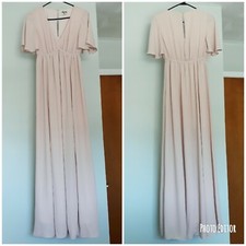 Show Me Your Mumu Women's XS Emily Empire Maxi Dress Blush Pink Beige Slit