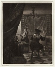 STUDIO DI UN PITTORE, di  PIETER DE HOOGHE  (1629-1684),  incisione su rame,1858