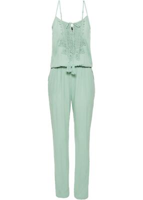 Neu Jumpsuit mit Spitze und Kordeldetail Gr. 48 Pastellgrün Damen Hosenanzug