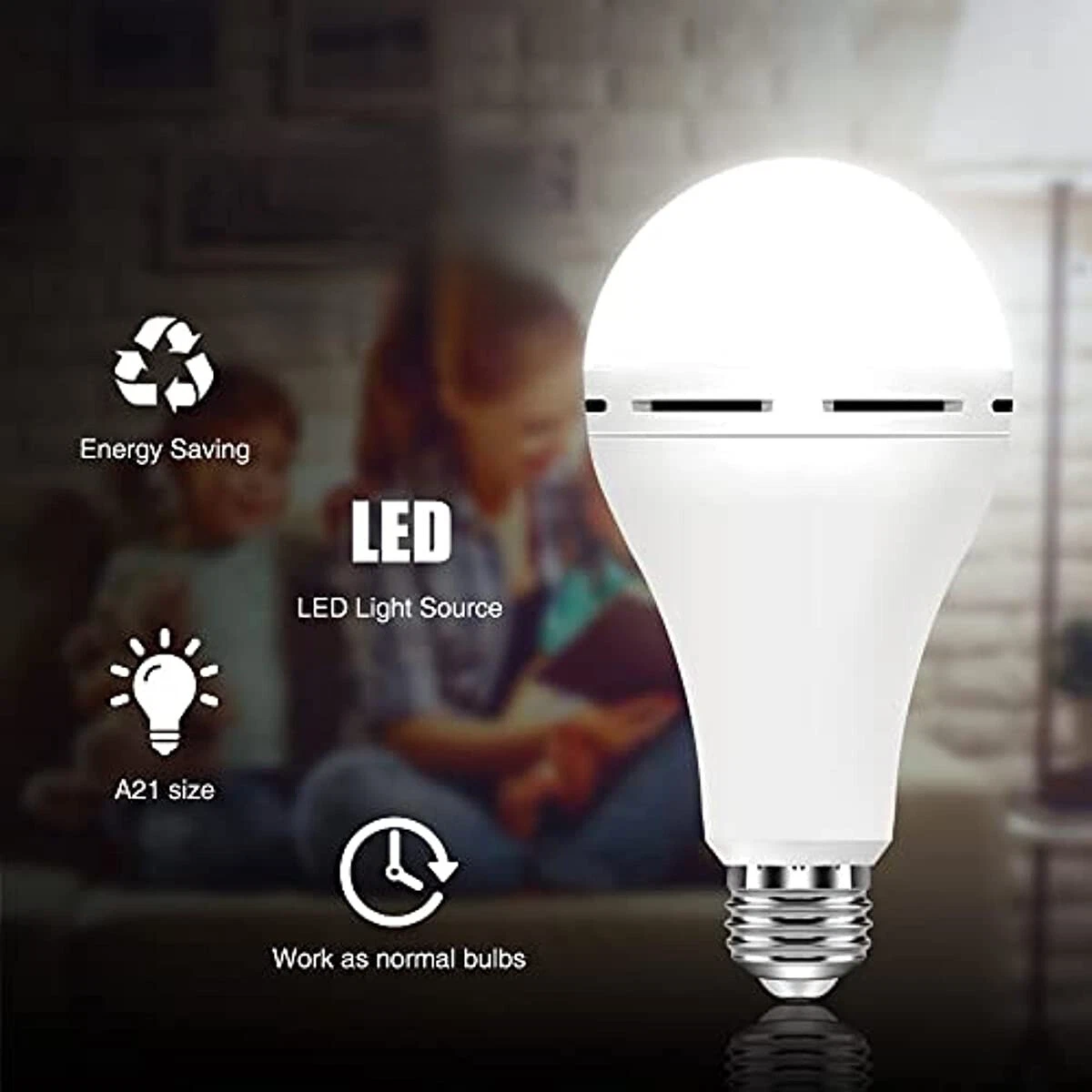 6 Pack Emergency Bulbs Rechargeable LED Light with Battery Backup